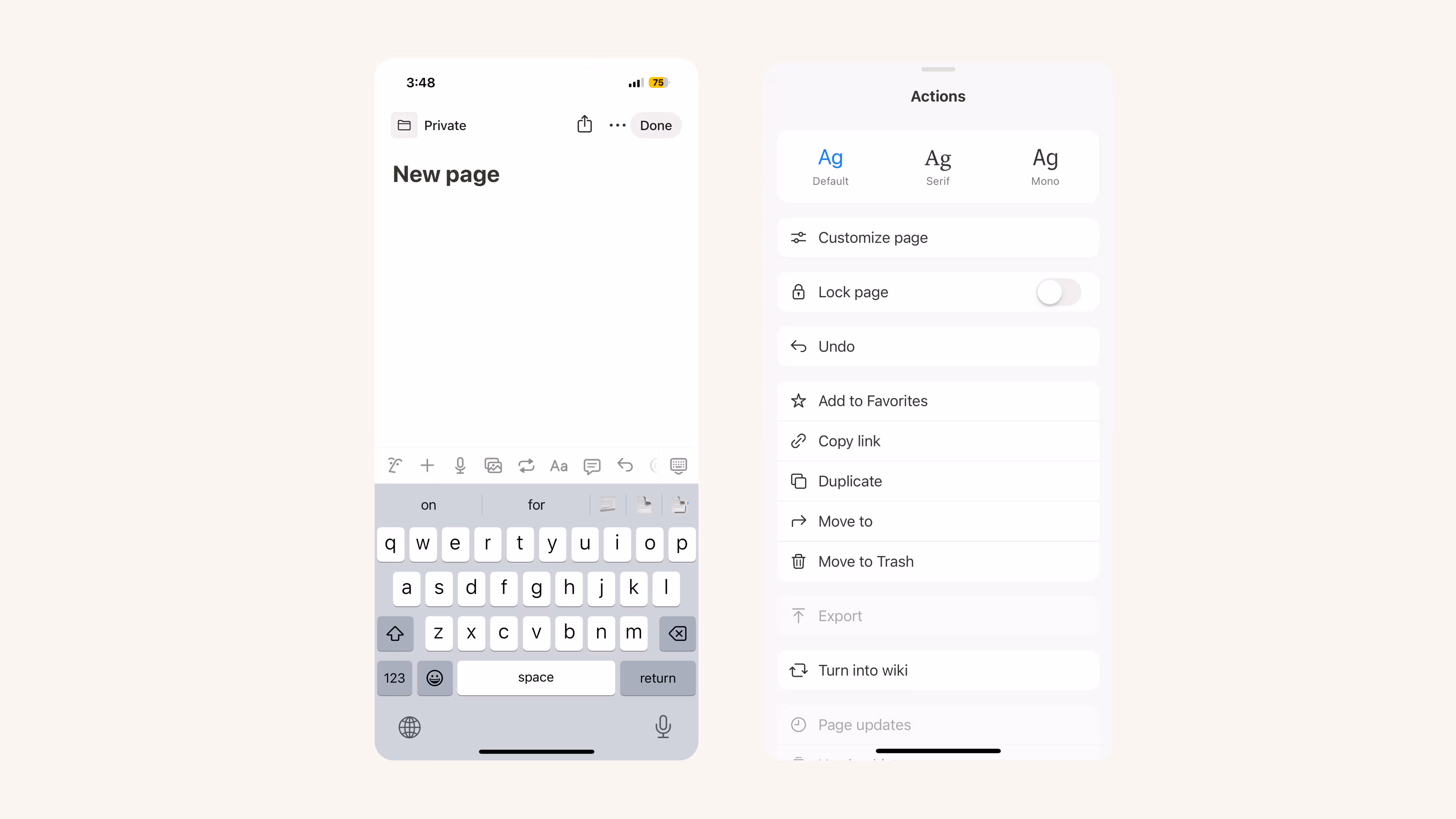 Mobile ••• menu